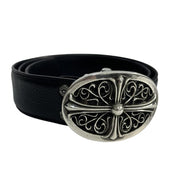 Chrome Hearts Classic Oval Buckle w/ 32in Belt Strap Black, pre-owned, size 32 – photo 1 of 6