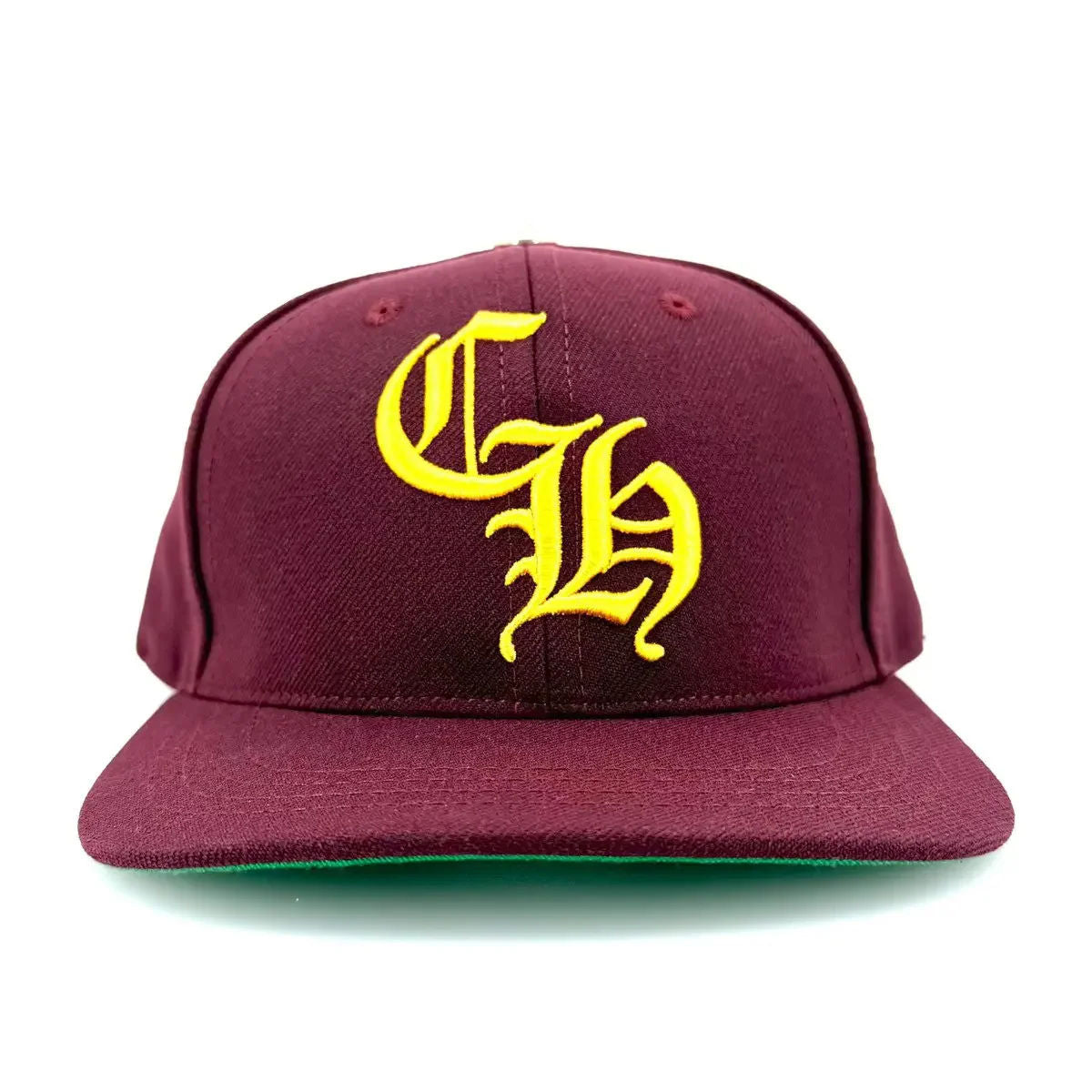 Chrome Hearts Embroidered CH Logo Baseball Hat Burgundy Gold, brand new
