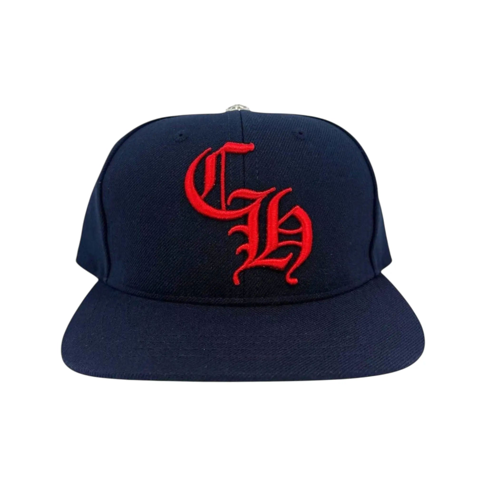 Chrome Hearts Embroidered CH Logo Baseball Hat Navy Red, brand new