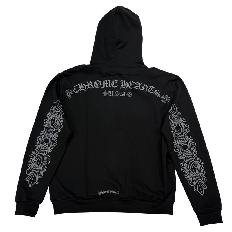 Chrome Hearts Friends & Family Grey Floral Horseshoe Pullover Hoodie Black, brand new, size M – photo 1 of 2