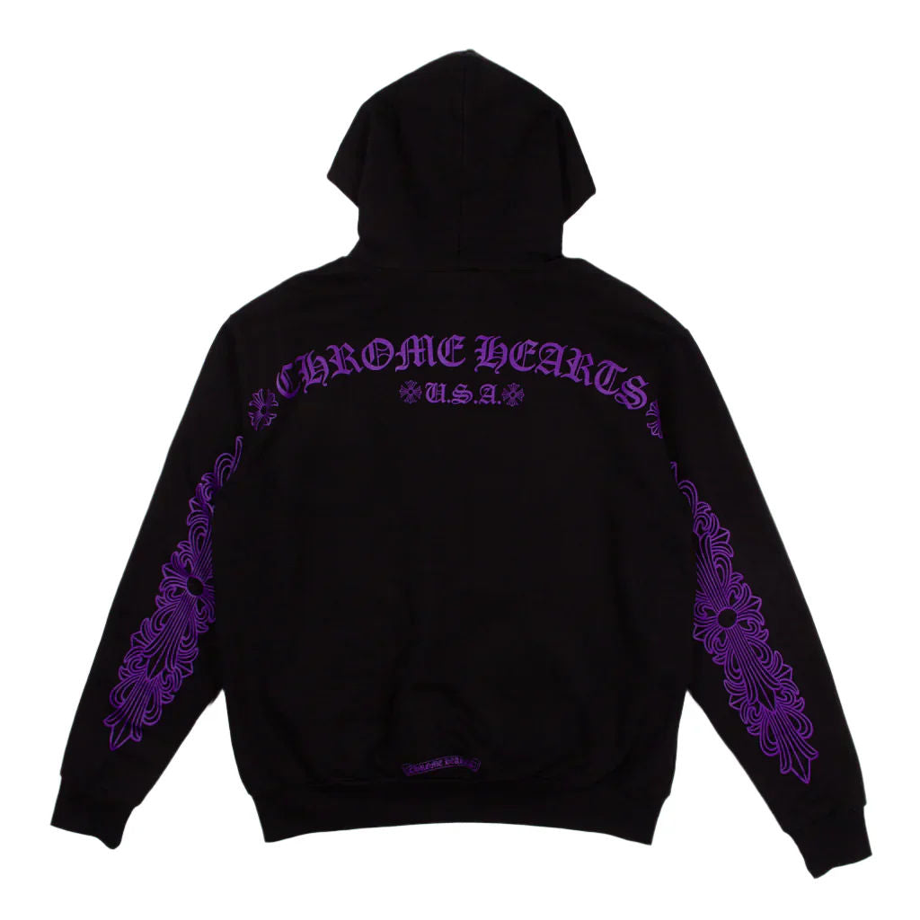Chrome Hearts Friends & Family Purple Floral Horseshoe Pullover Hoodie Black, brand new, size L – photo 1 of 2