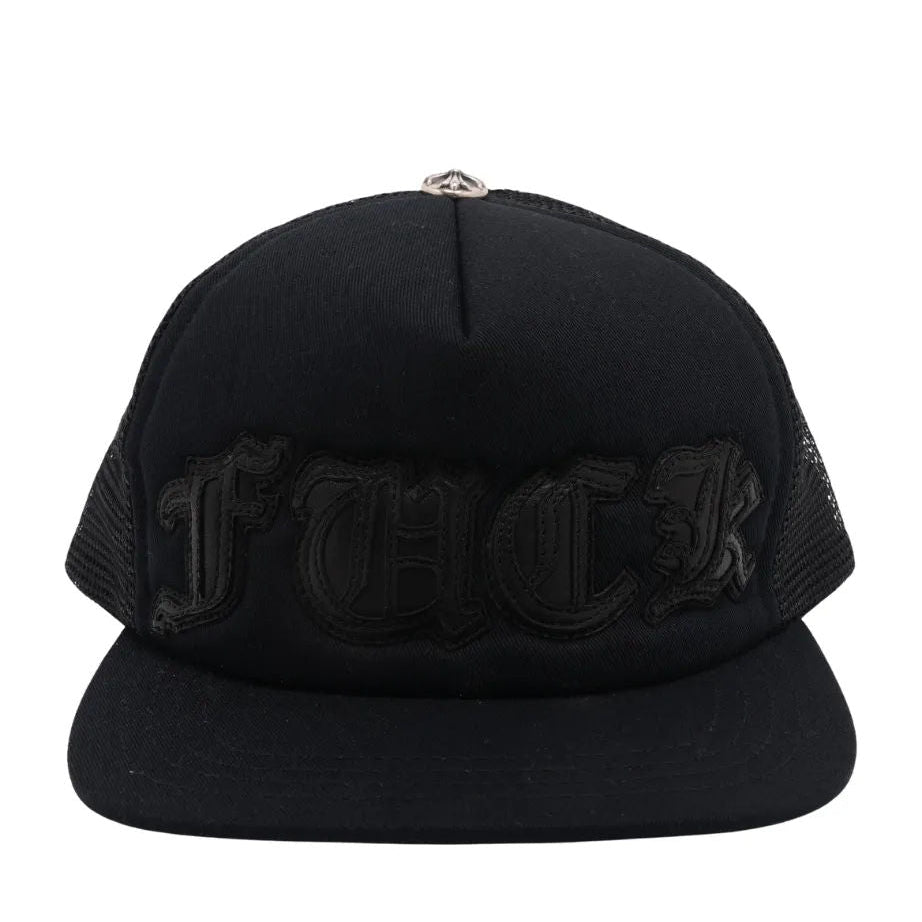 Chrome Hearts FUCK Leather Patch Black Trucker, brand new