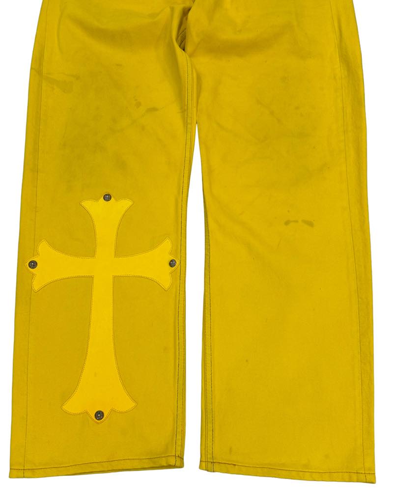 Chrome Hearts Levi's 501 Paris Exclusive Patch Jeans Yellow, pre-owned, size 34 – photo 4 of 7