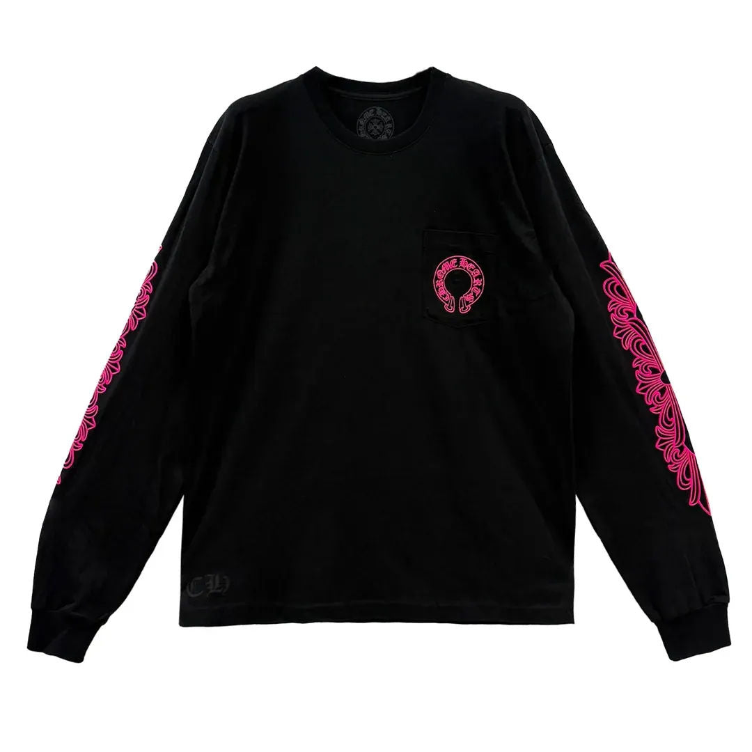 Chrome Hearts Pink Floral Horseshoe L/S T-Shirt Black, brand new, size L – photo 1 of 2