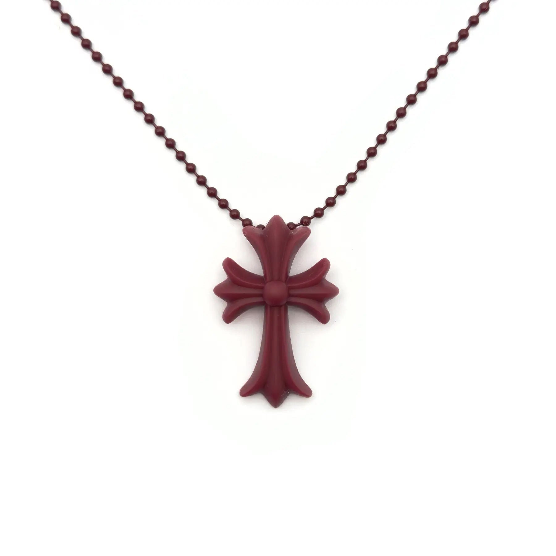 Chrome Hearts Silichrome Cross Necklace Red, brand new