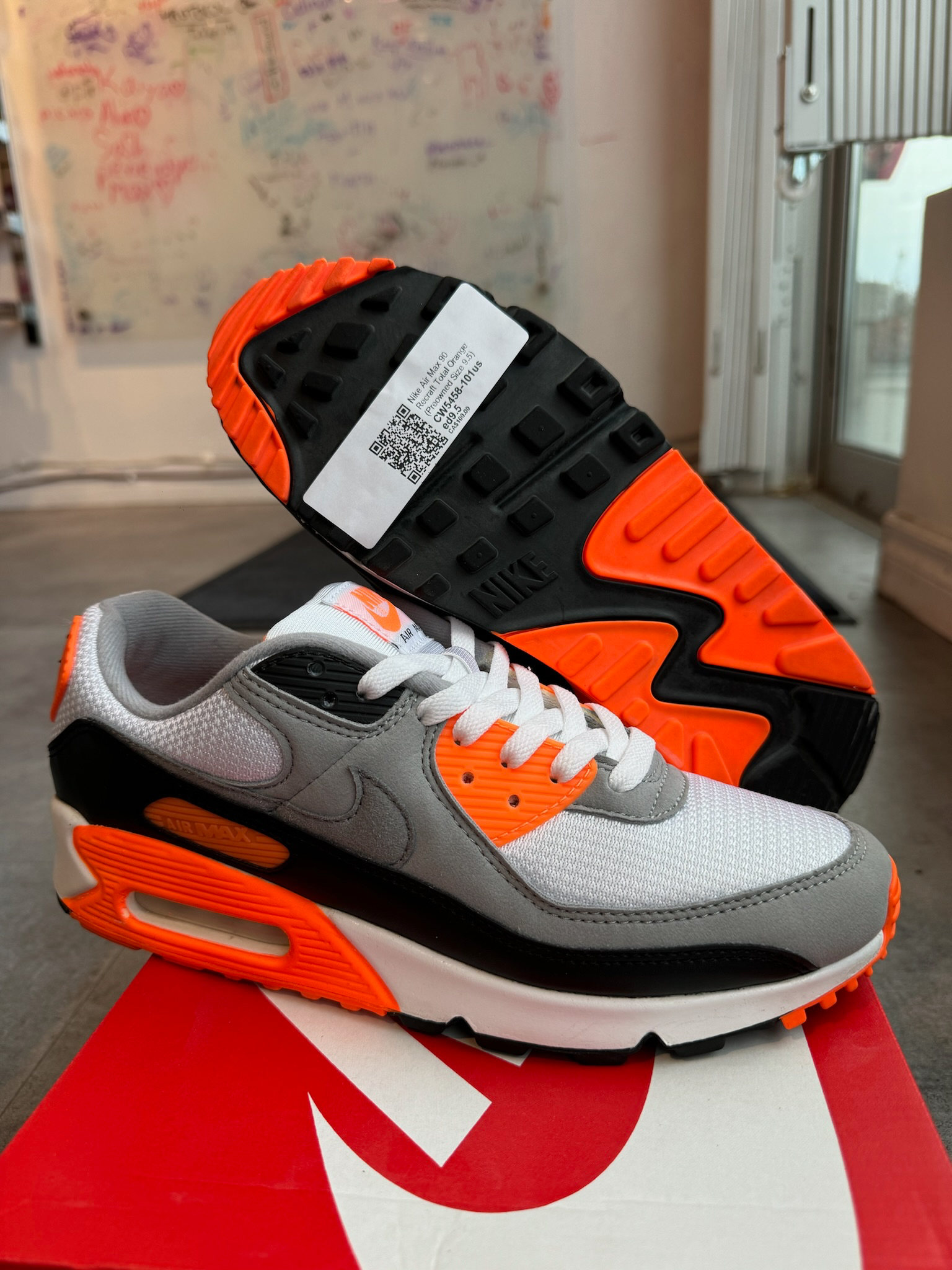 Nike Air Max 90 Recraft Total Orange (Preowned Size 9.5)