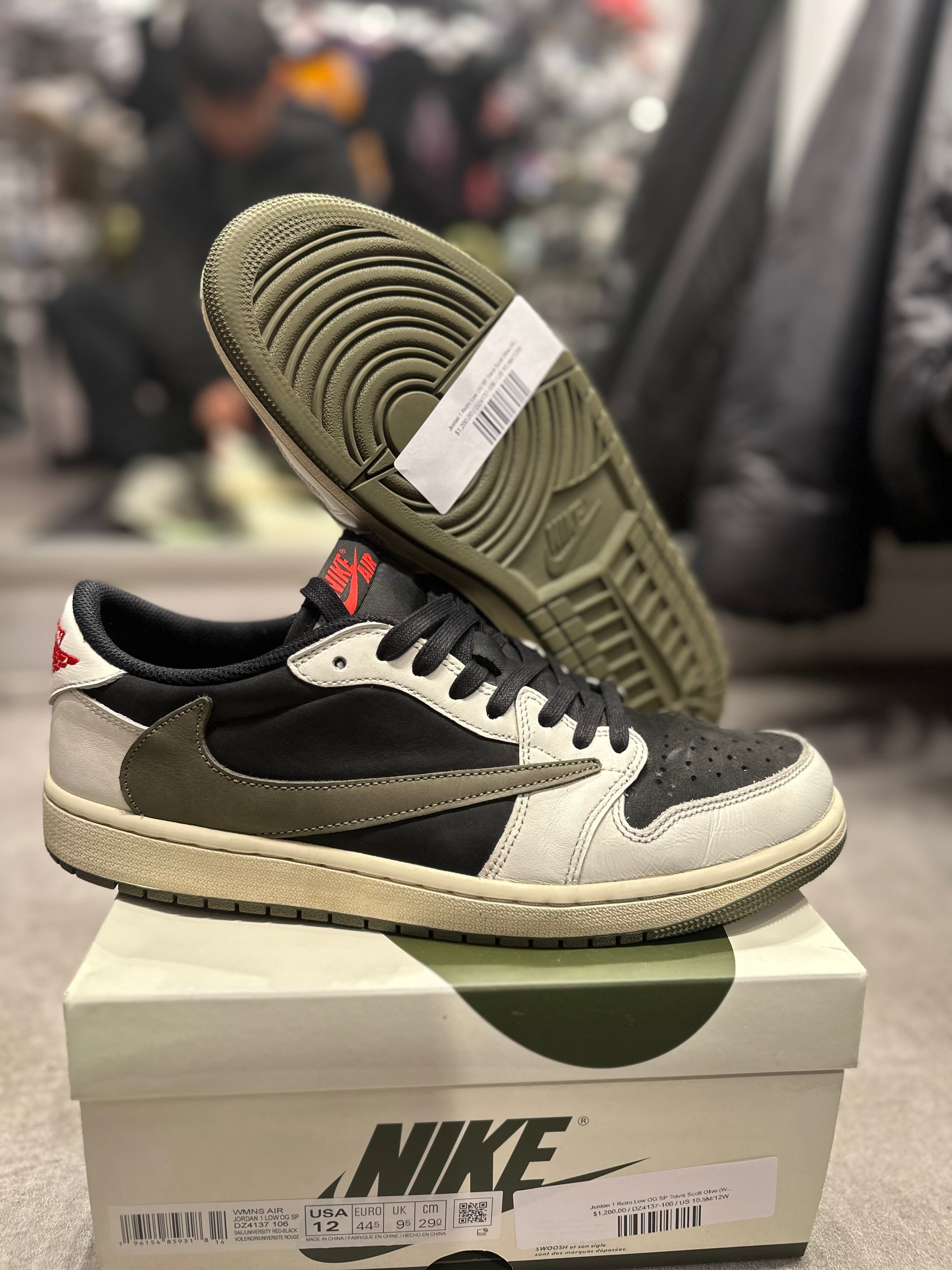 Jordan 1 Retro Low OG SP Travis Scott Olive (W) (Preowned Size 12W)