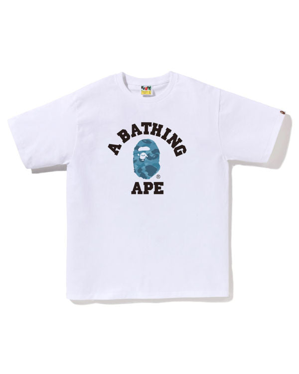 Bape Honeycomb Blue Camo College Tee White