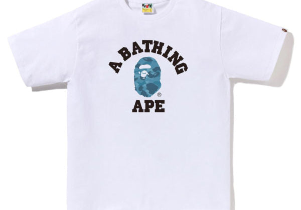 Bape Honeycomb Blue Camo College Tee White