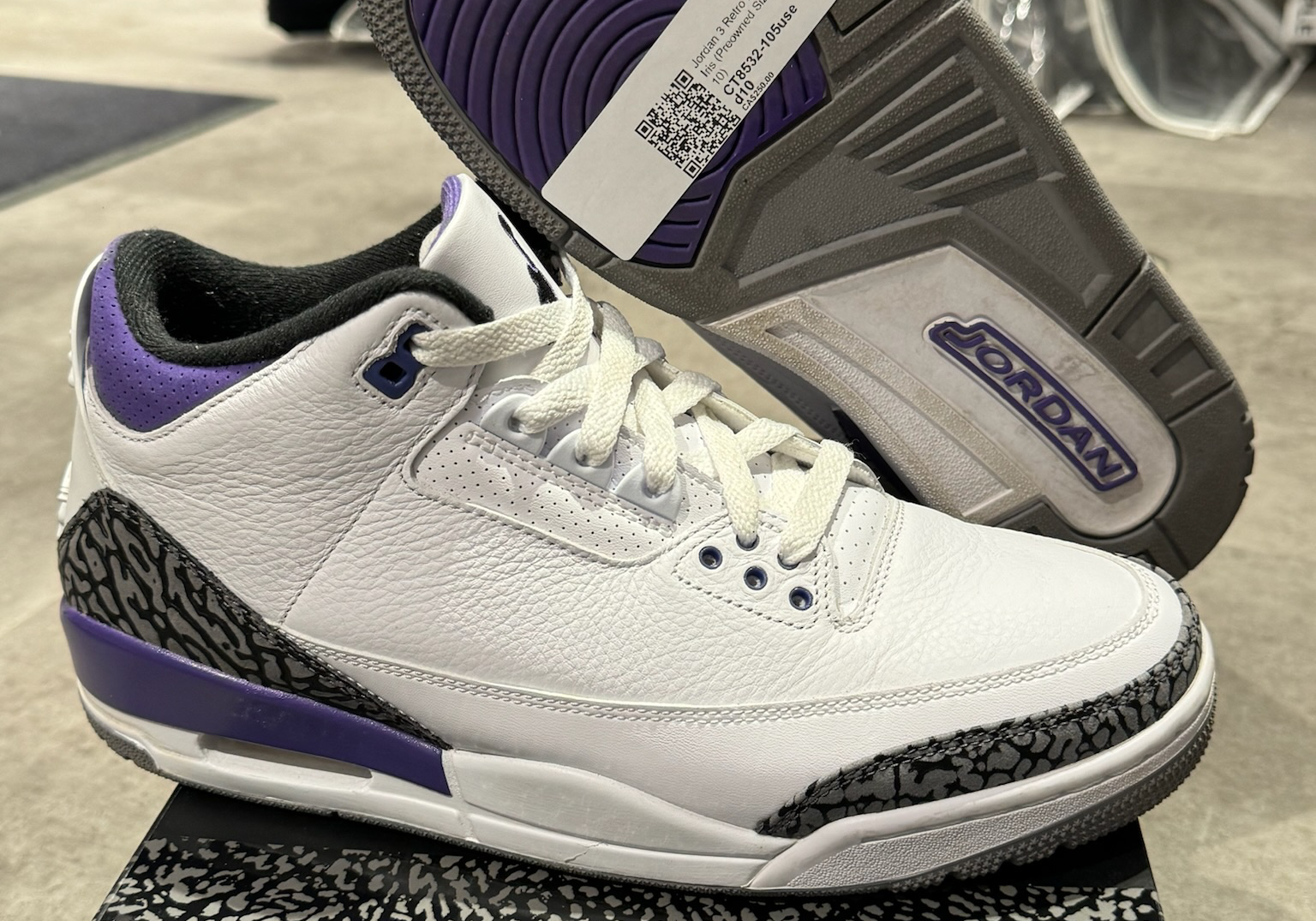 Jordan 3 Retro Dark Iris (Preowned Size 10)