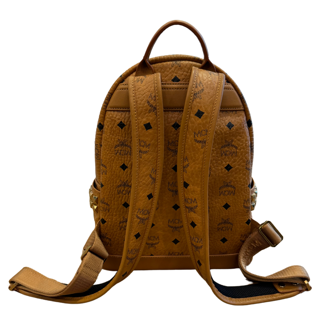 MCM Medium Visetos Stark Backpack Cognac Brown (Preowned)