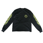 Chrome Hearts Neon Green Horseshoe Floral  Long Sleeve T-Shirt