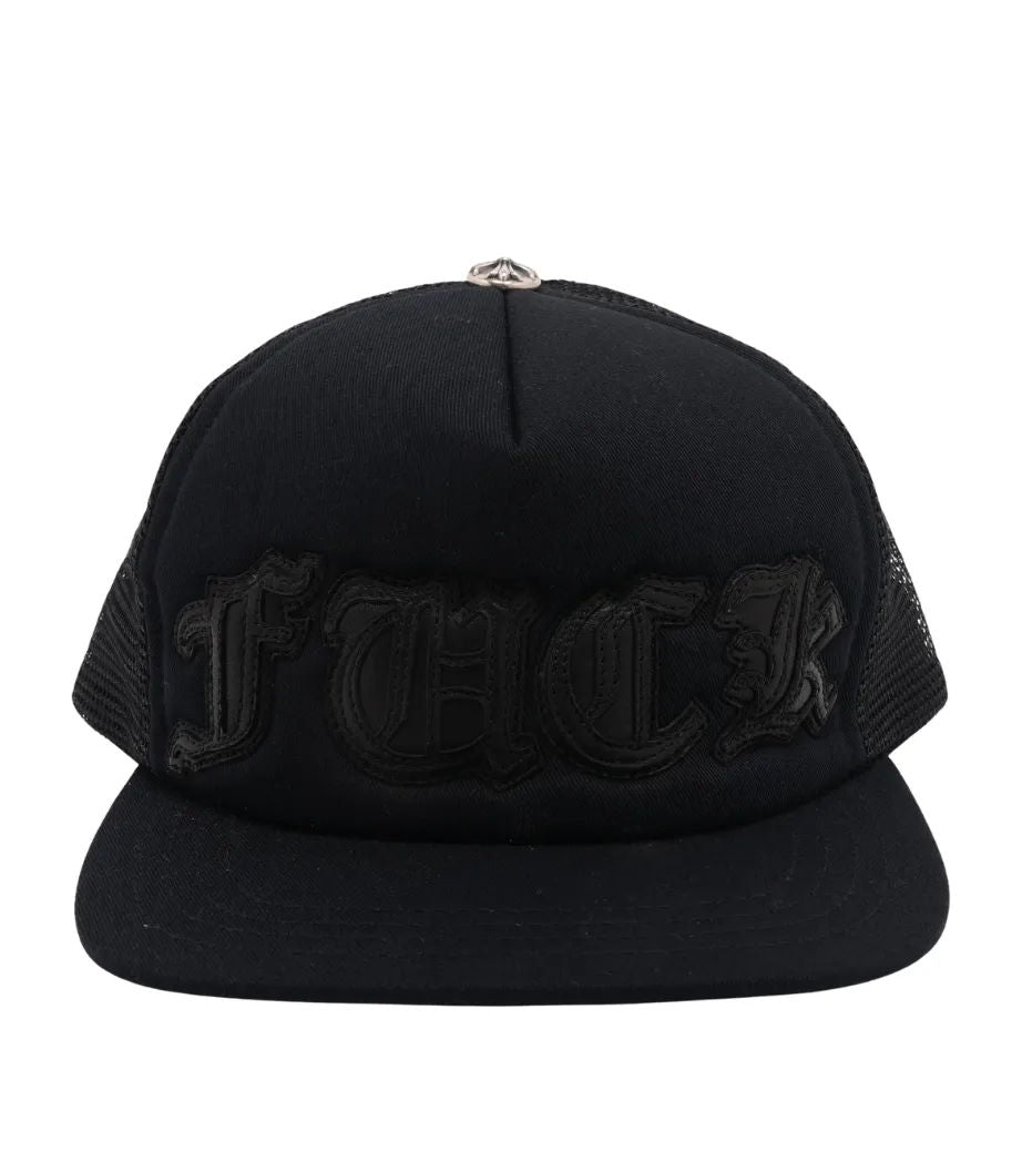 Chrome Hearts FUCK Leather Patch Black Trucker