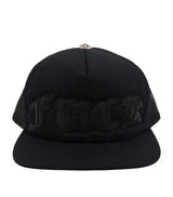 Chrome Hearts FUCK Leather Patch Black Trucker