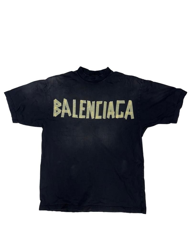 Balenciaga Tape Type Medium Fit T-Shirt Faded Black - Pre-Owned Size XS
