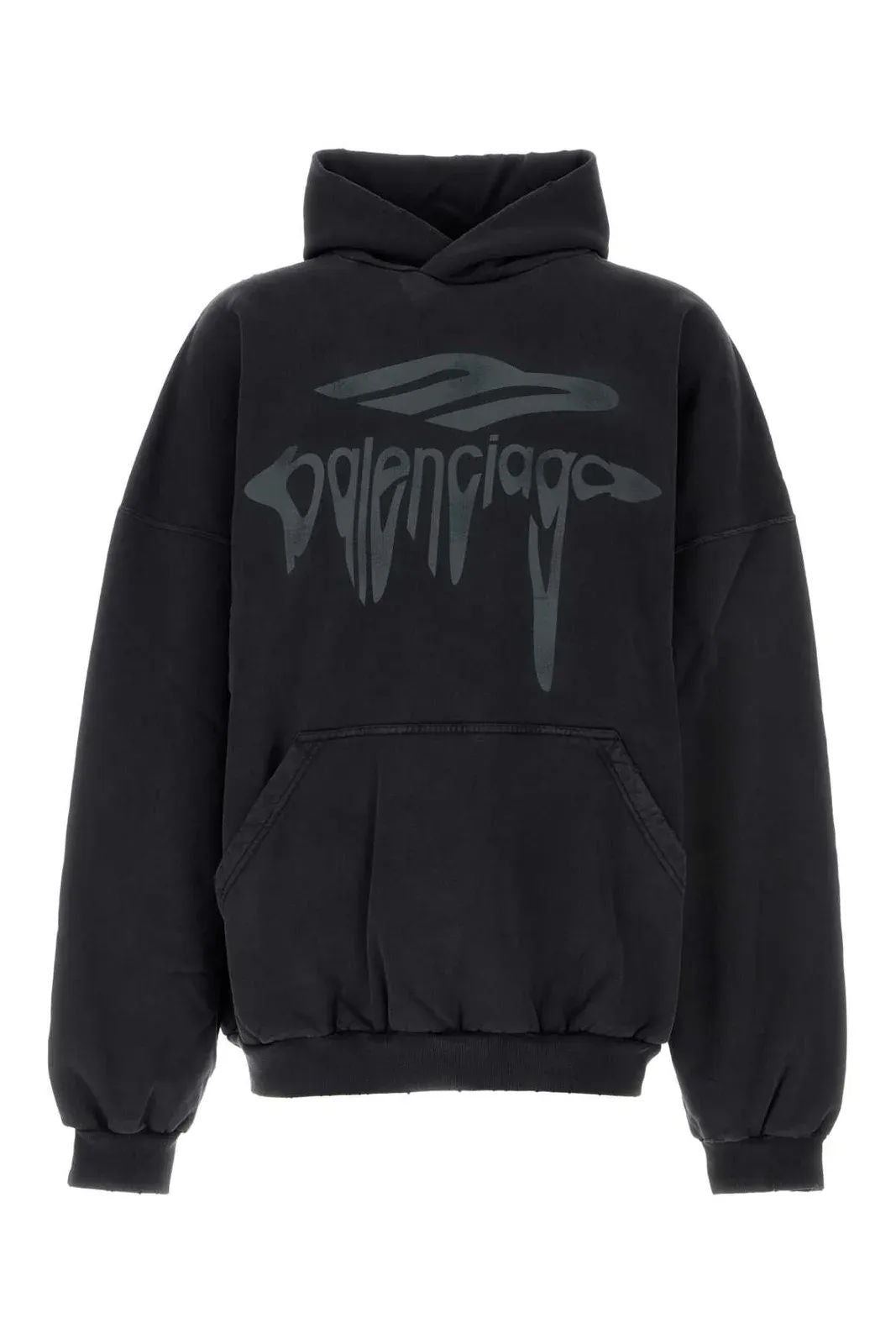 Balenciaga 3b Liquefied Oversized Hoodie Black