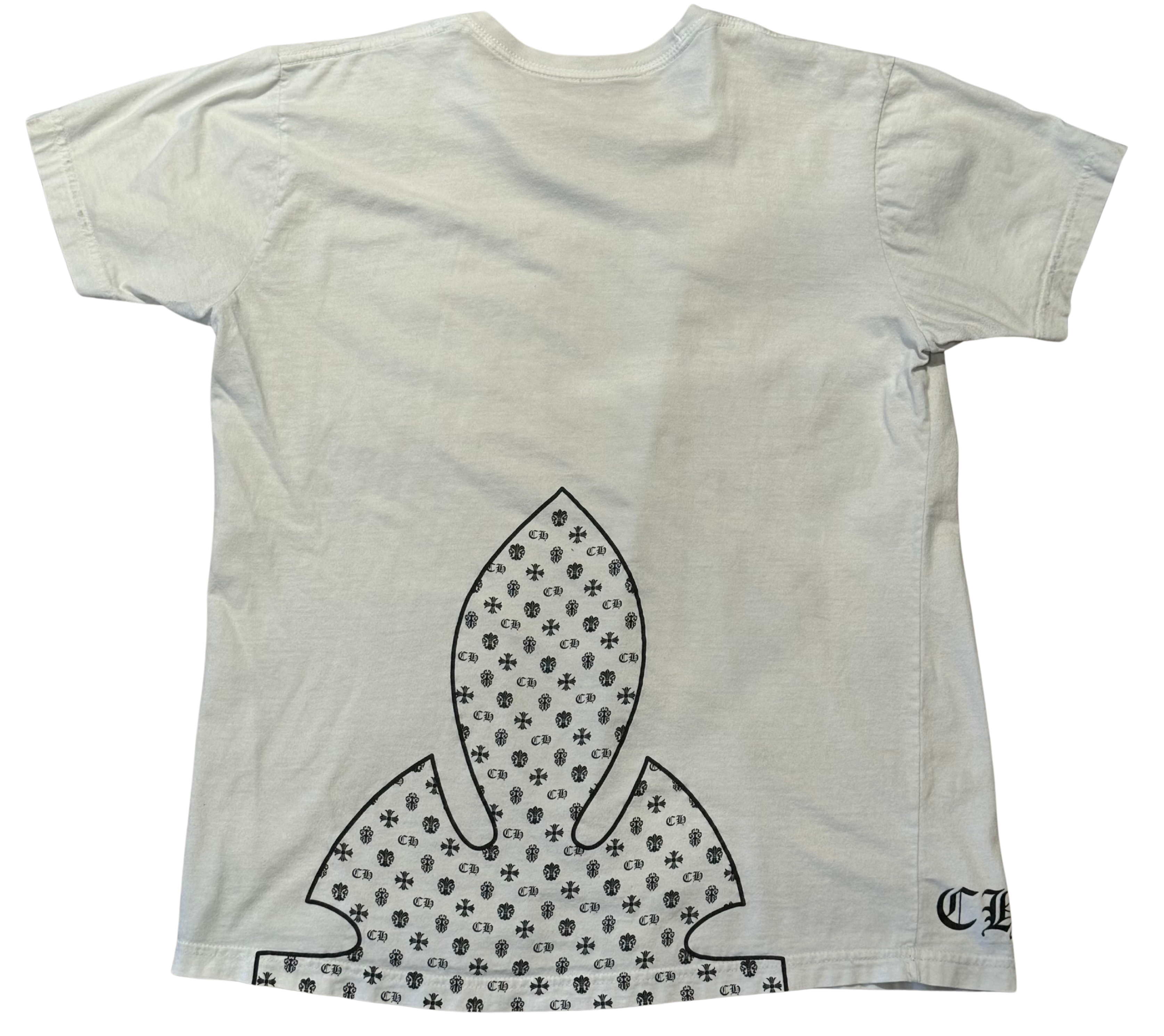 Chroms Hearts Multi-Logo Fleur Knee T-Shirt White (Preowned Size L)