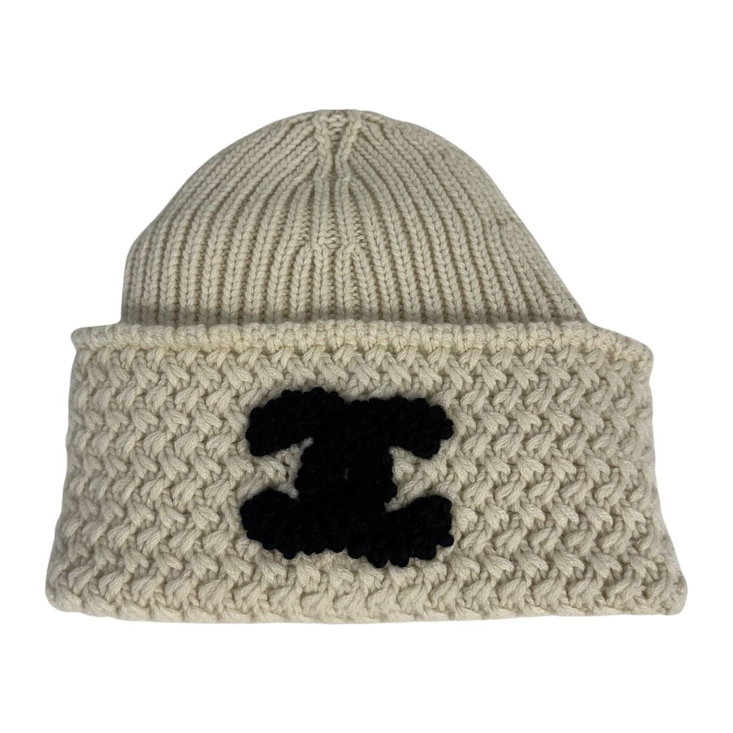 Chanel Knit CC Logo Cashmere Hope Beanie White/Black