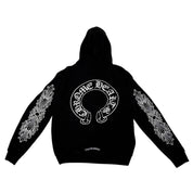 Chrome Hearts Floral Horseshoe Logo Thermal Zip-Up Hoodie Black - Lightly Used Size S