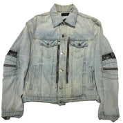 Amiri MX2 Bandana Patch Denim Trucker Jacket Clay Indigo - Pre-Owned Size L