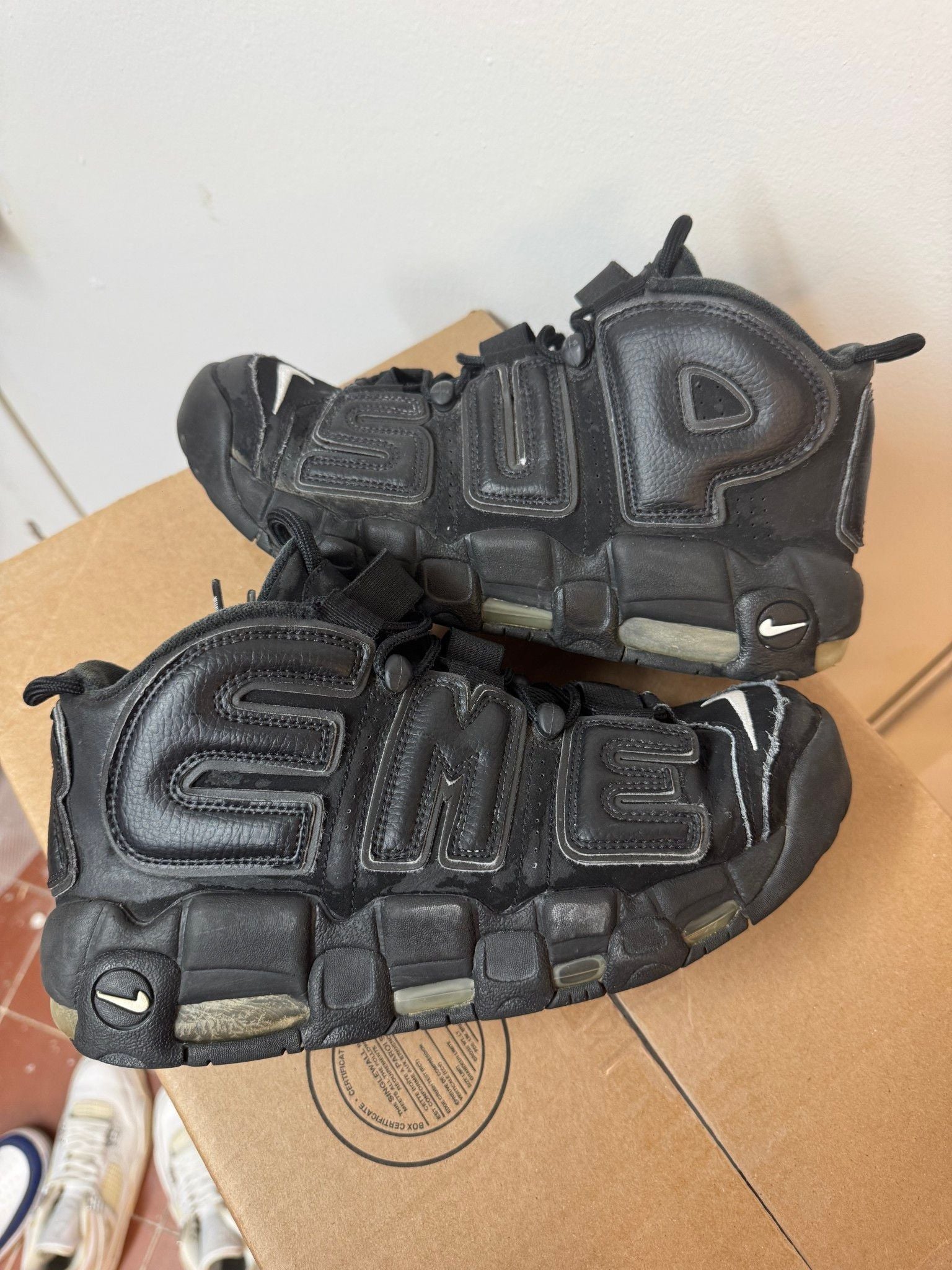 Nike Air More Uptempo Supreme Suptempo Black (Heavily Preowned Size 8.5) - Pre-Owned