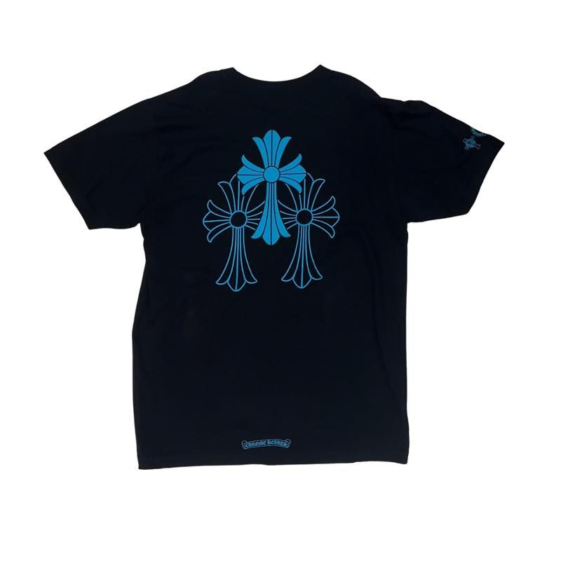 Chrome Hearts Blue Triple Cross Logo T-Shirt Black