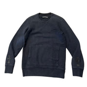 Vintage Chrome Hearts Patch Sleeve Fleece Crewneck Black (Preowned Size S fits S/M) - Pre-Owned