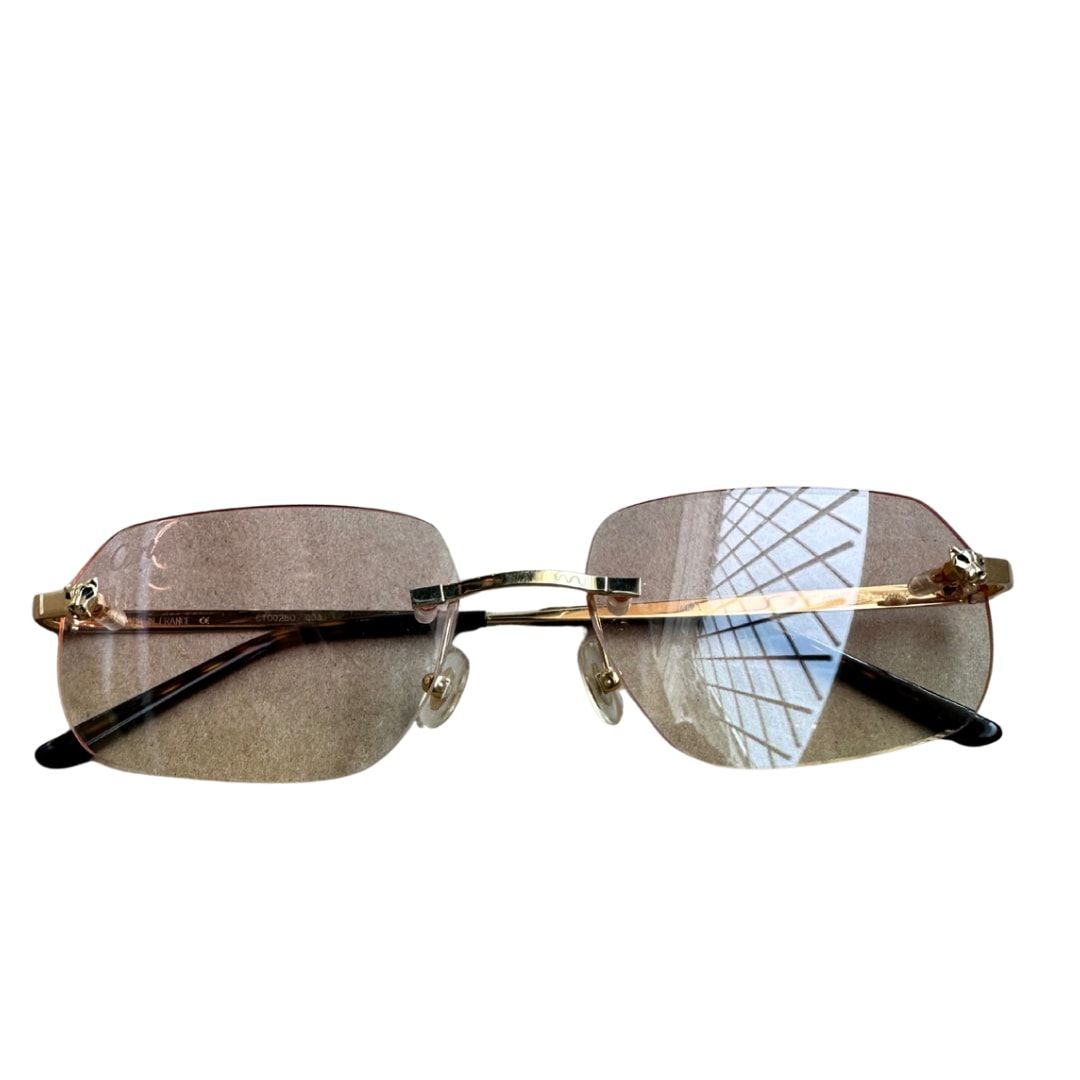 Cartier CT00280 gold Rimless Panthere Eyeglasses (Preowned OS) - Pre-Owned