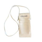 Celine Leather Crossbody Phone Holder White (Preowned) - Pre-Owned