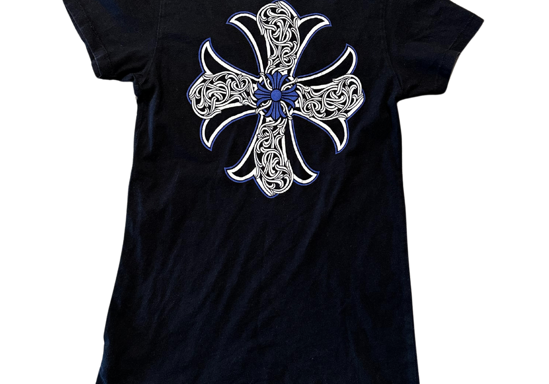 Chrome Hearts Women's Blue Horseshoe V-Neck T-Shirt Black (Preowned)