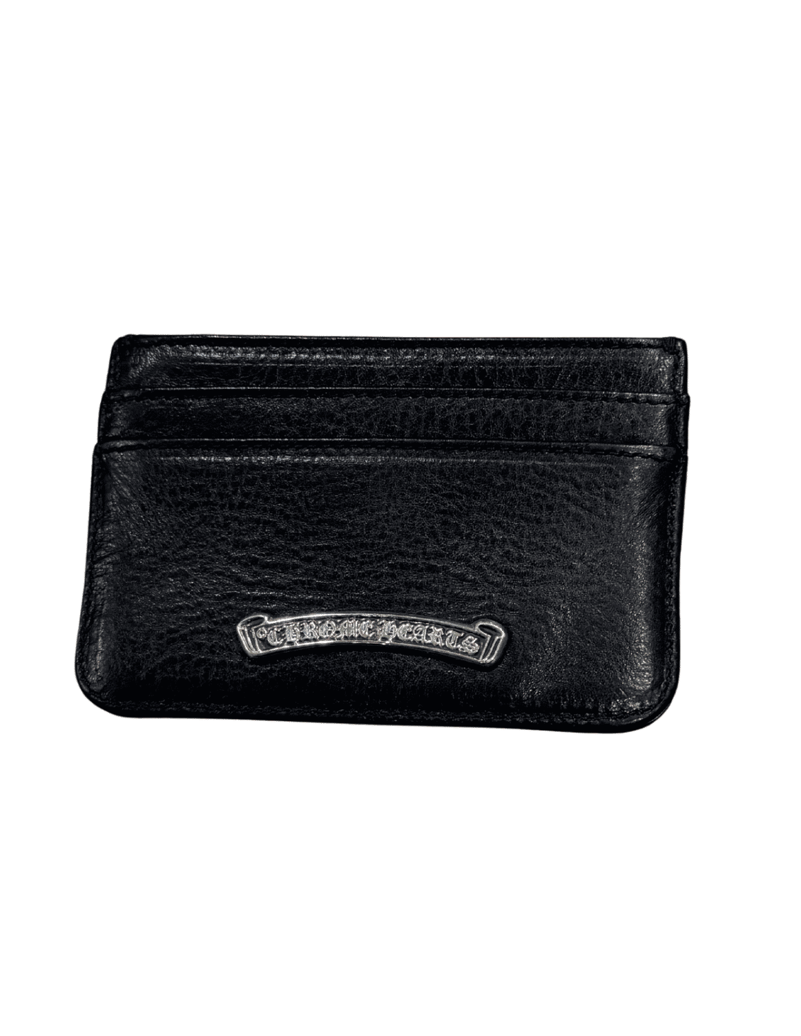 Chrome Hearts Silver Cross Black Leather Cardholder Black