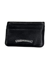 Chrome Hearts Silver Cross Black Leather Cardholder Black