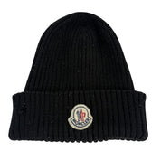 Moncler Ribbed-Knit Wool Beanie Black - Pre Owned