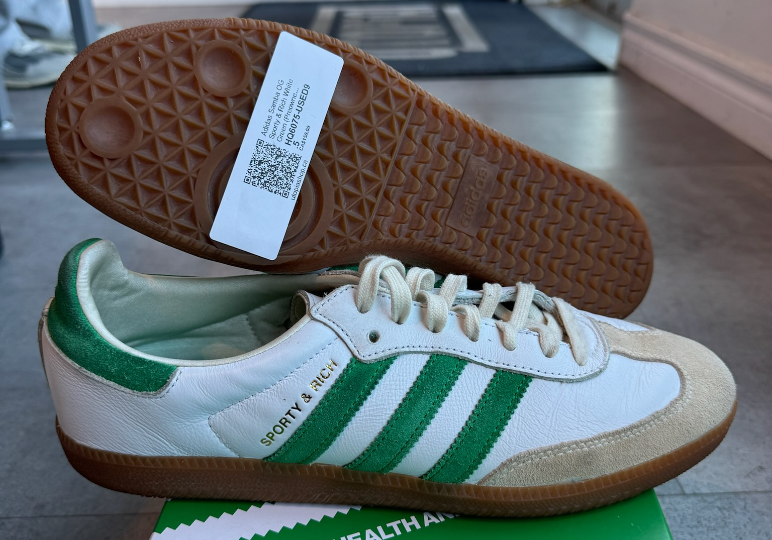 Adidas Samba OG Sporty & Rich White Green (Preowned Size 9.5)