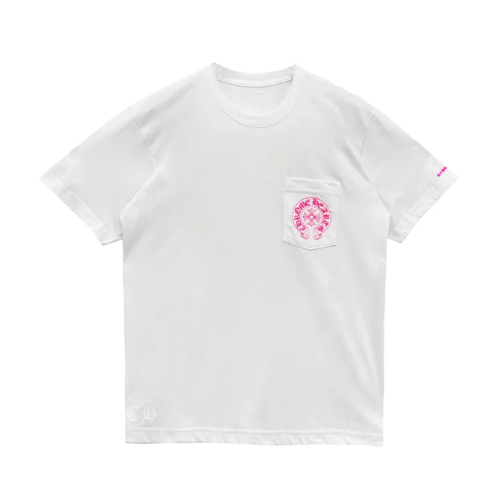 Chrome Hearts Pink Horseshoe Logo Tee White