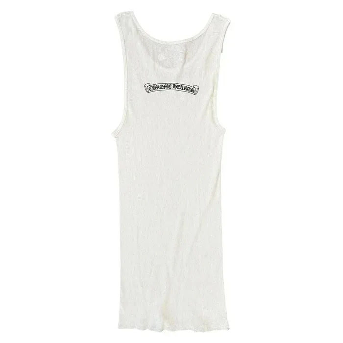 Chrome Hearts Neck Logo Rib Tank Top White