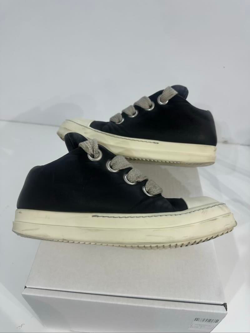 Rick Owens Jumbo Lace Leather Ramones Low Top Sneaker - Pre-Owned Size 10 (No original box)