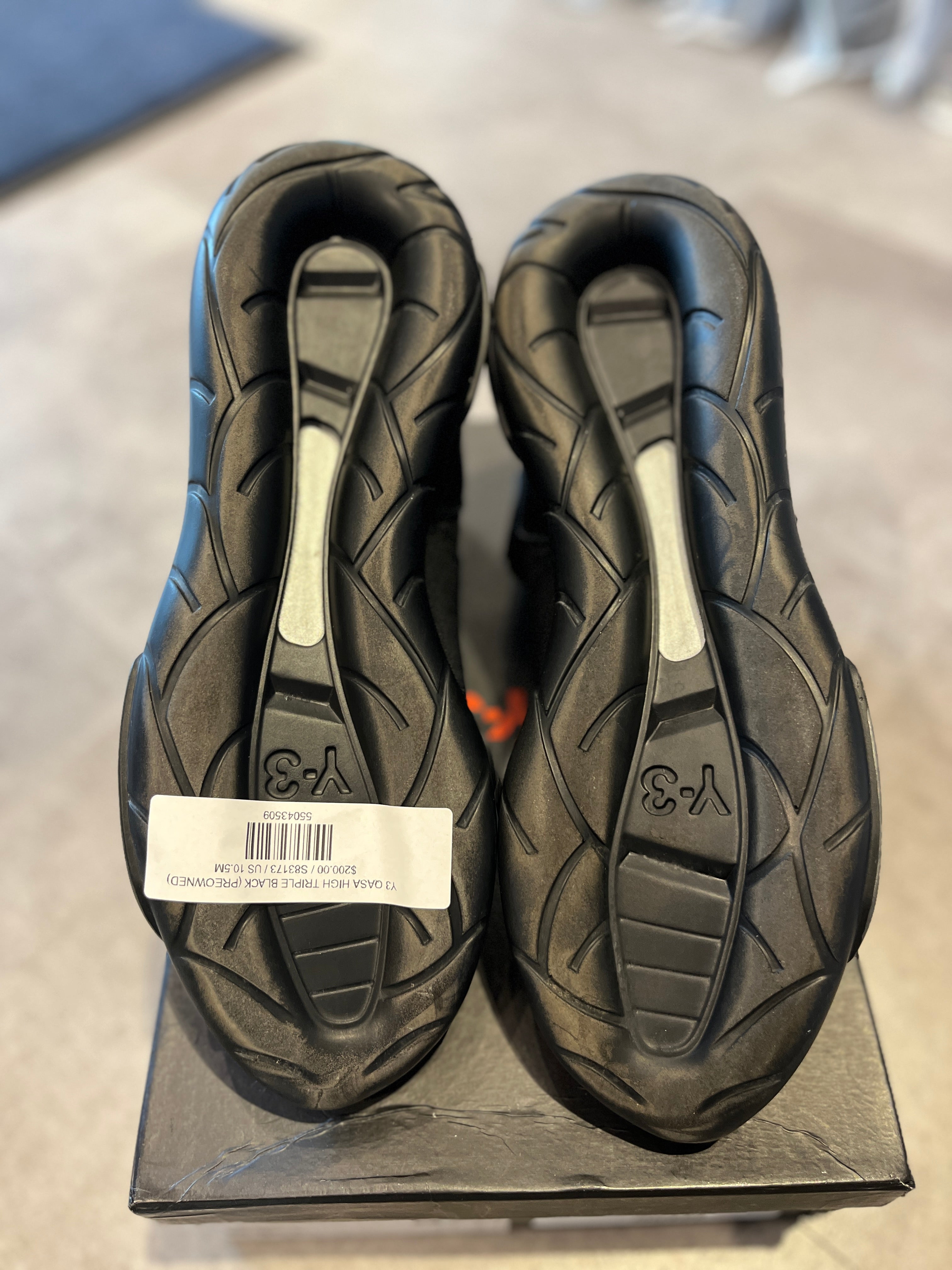 Y-3 Qasa High Triple Black (Preowned Size 10.5)