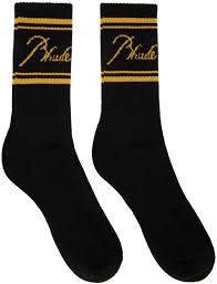 Rhude Script Logo Socks Black/Yellow