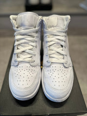 Jordan 1 Mid Triple White Tumbled Leather (GS) (Preowned)