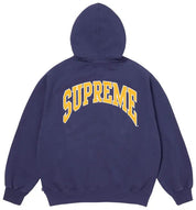Supreme Cracked Raglan Zip Up Hooded Sweatshirt Washed Navy
