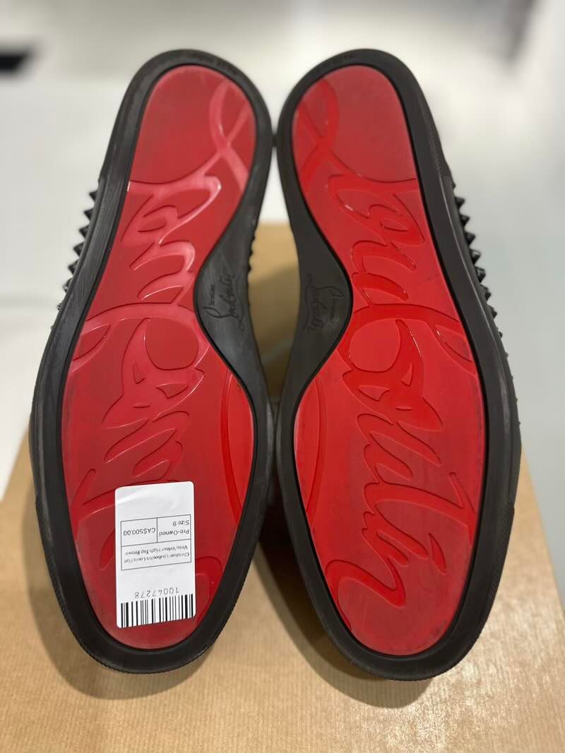 Christian Louboutin Louis Flat Veau Velour High-Top Brown - Pre-Owned Size 9