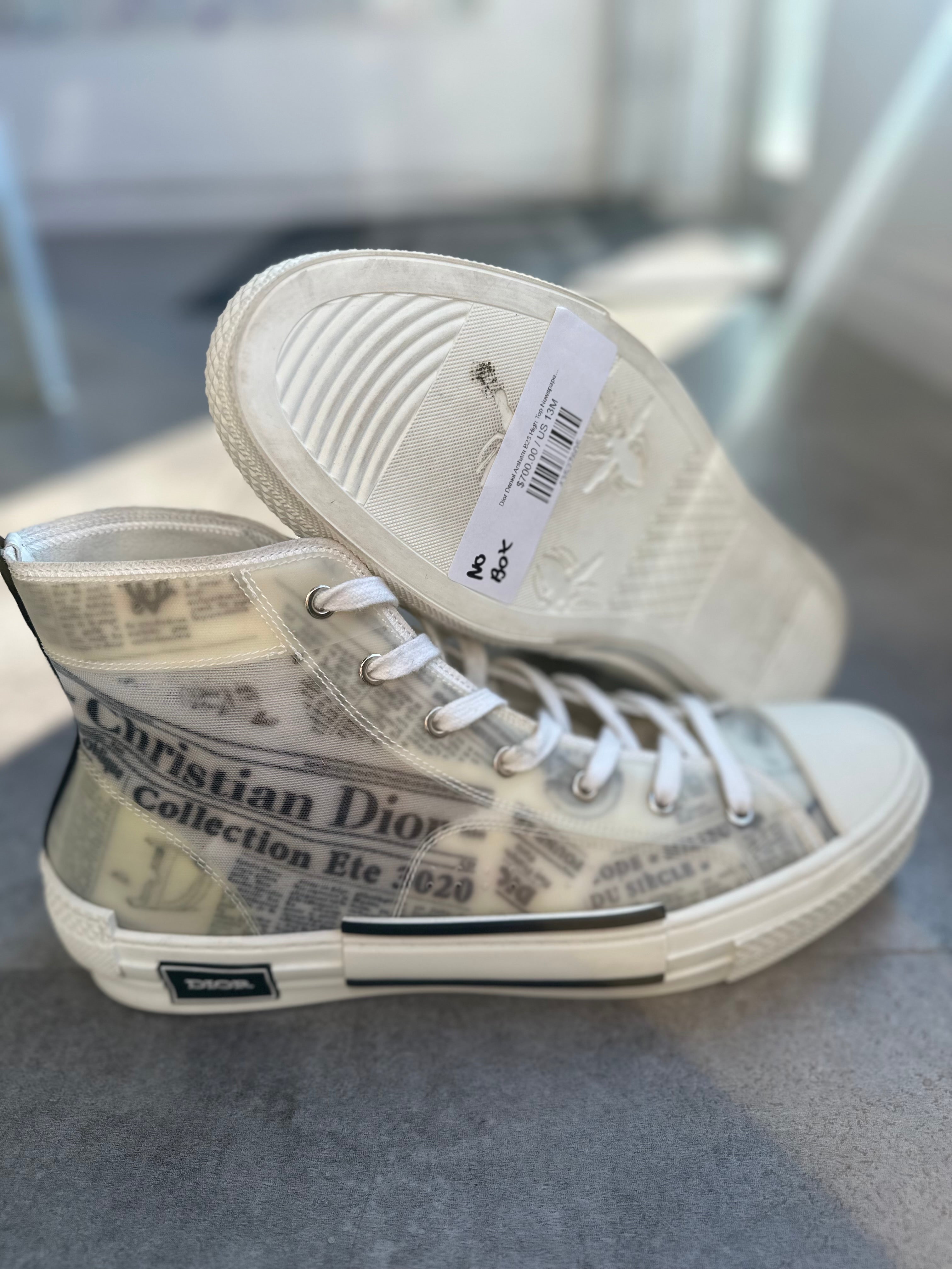 Dior Daniel Arsham B23 High Top Newspaper Edition - Pre-Owned Size 13 (No Original Box)