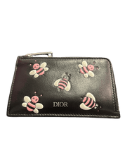 Dior x Kaws Zipped Card and Coin Holder Pink Bees Black (Preowned) - Pre-Owned