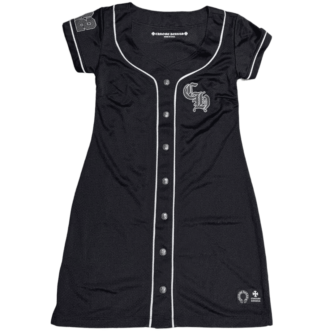 Chrome Hearts CH Logo Mesh Button Up Baseball Jersey Dress