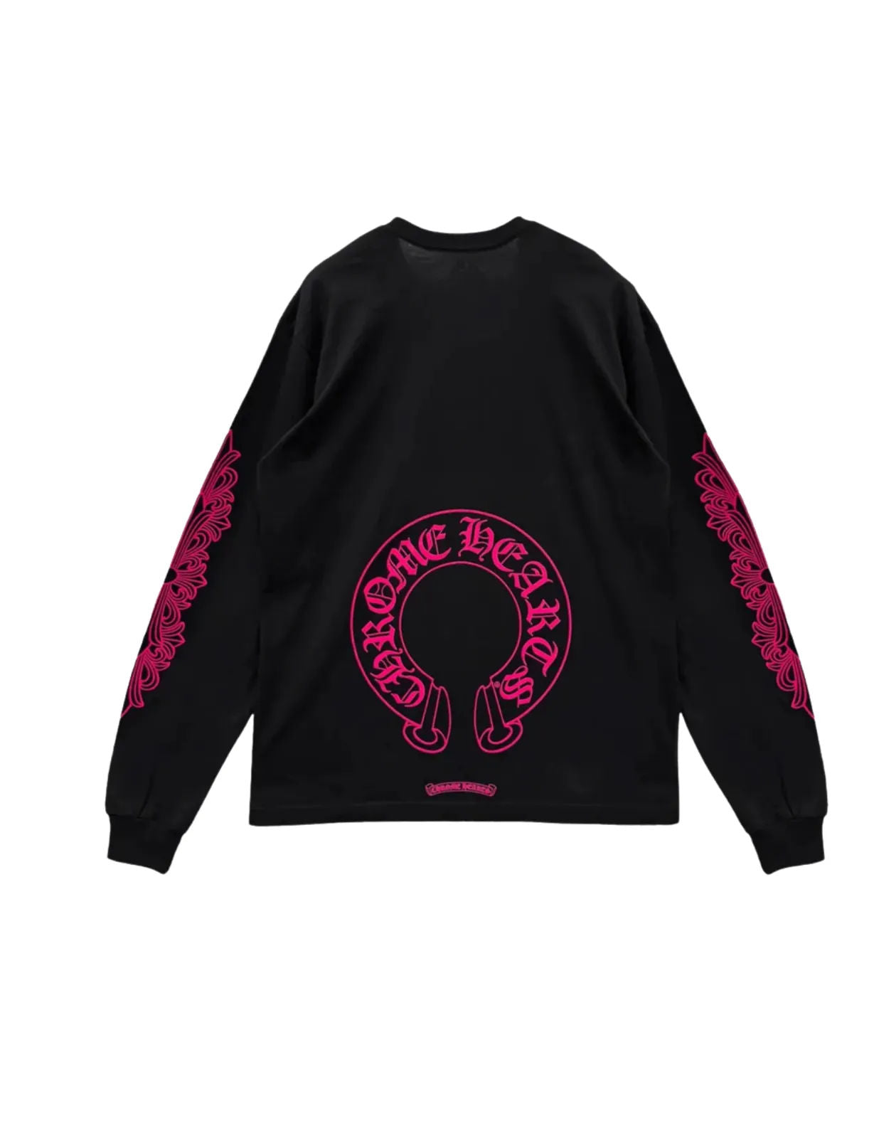 Chrome Hearts Pink Floral Horseshoe L/S T-Shirt Black