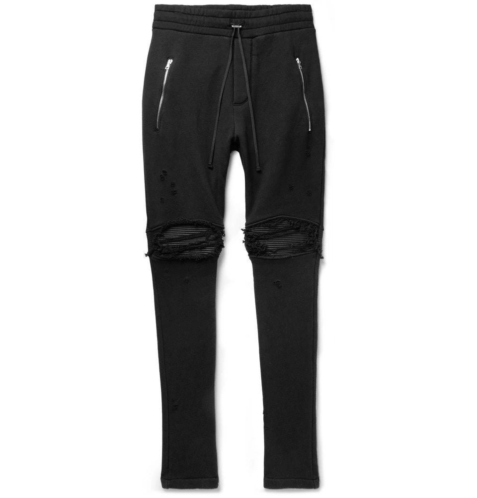 AMIRI MX1 Slim-Fit Tapered Panelled Loopback Cotton-Jersey Biker Sweatpants (Preowned Size M) - Pre-Owned