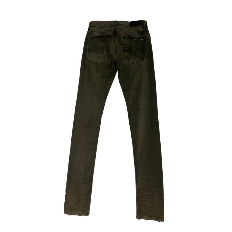 AMIRI MX1 Orange Bandana Patch Jeans Olive - Pre-Owned Size 29