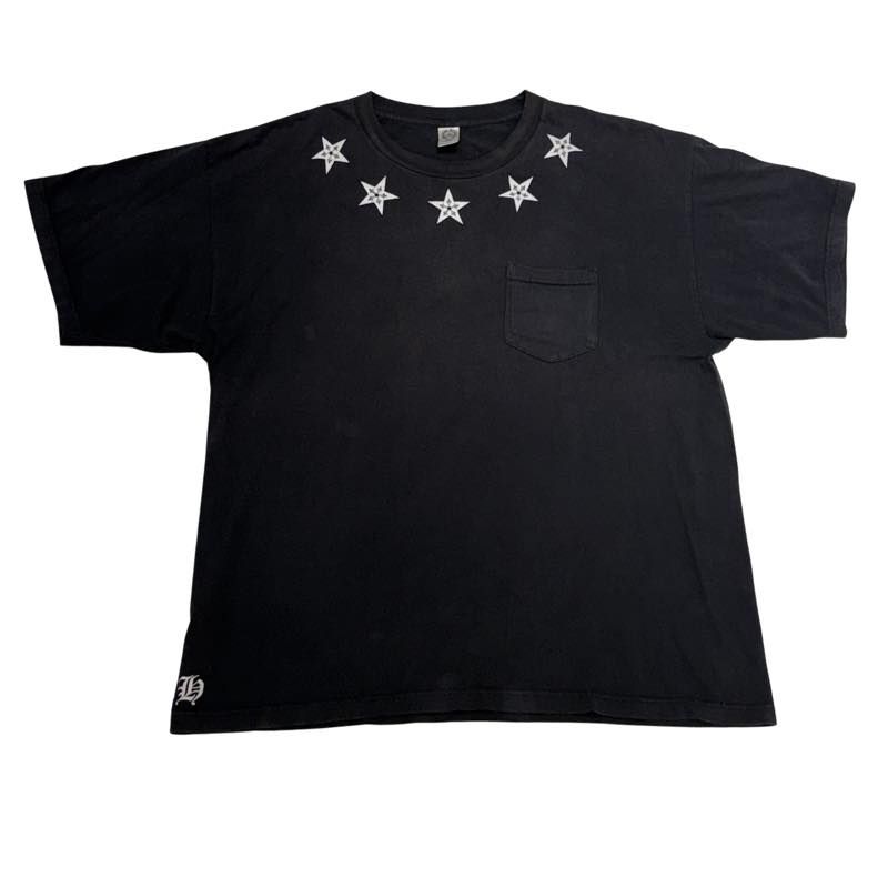 Vintage Chrome Hearts Neck Star Logo T-Shirt Black - Pre-Owned Size XXL