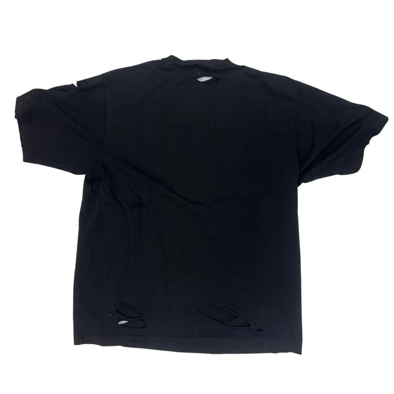 Balenciaga Distressed Caps Logo T-Shirt Tonal Black - Lightly Pre-Owned Size M